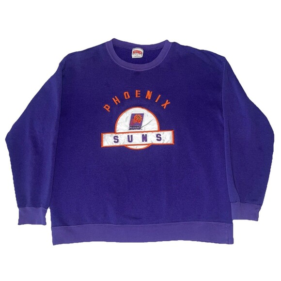 Vintage 90s Phoenix Suns Basketball Sweatshirt Nutmeg Large Purple Orange - Picture 1 of 8